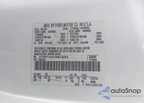 2001 Ford F150 Xl/Xlt from USA, damaged, VIN 1FTPF17L61NB13233